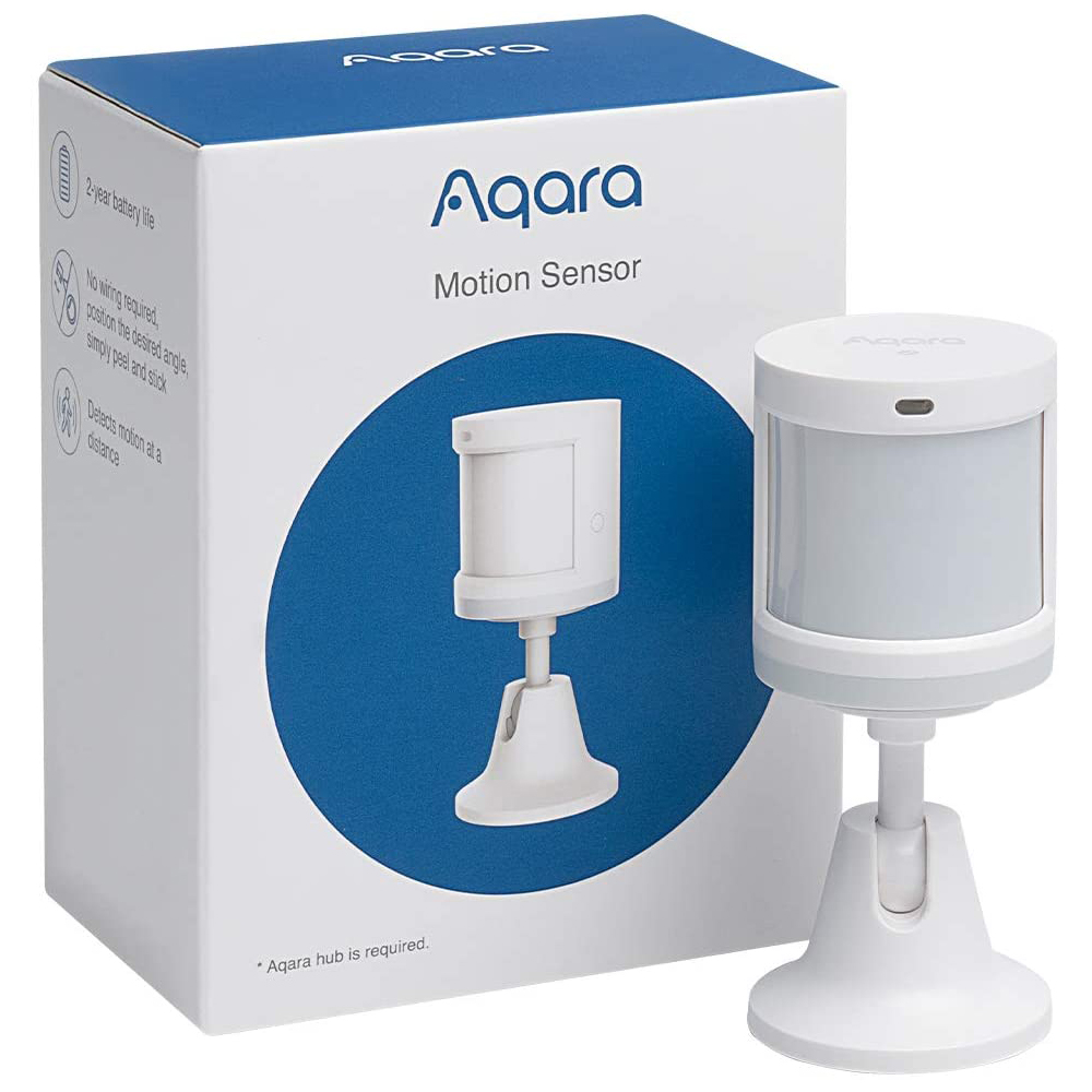 Aqara Motion Sensor, REQUIRES AQARA HUB, Zigbee Connection, for Alarm System and Smart Home Automation, Broad Detection Range, Compatible with Apple HomeKit, Alexa, Works With IFTTT