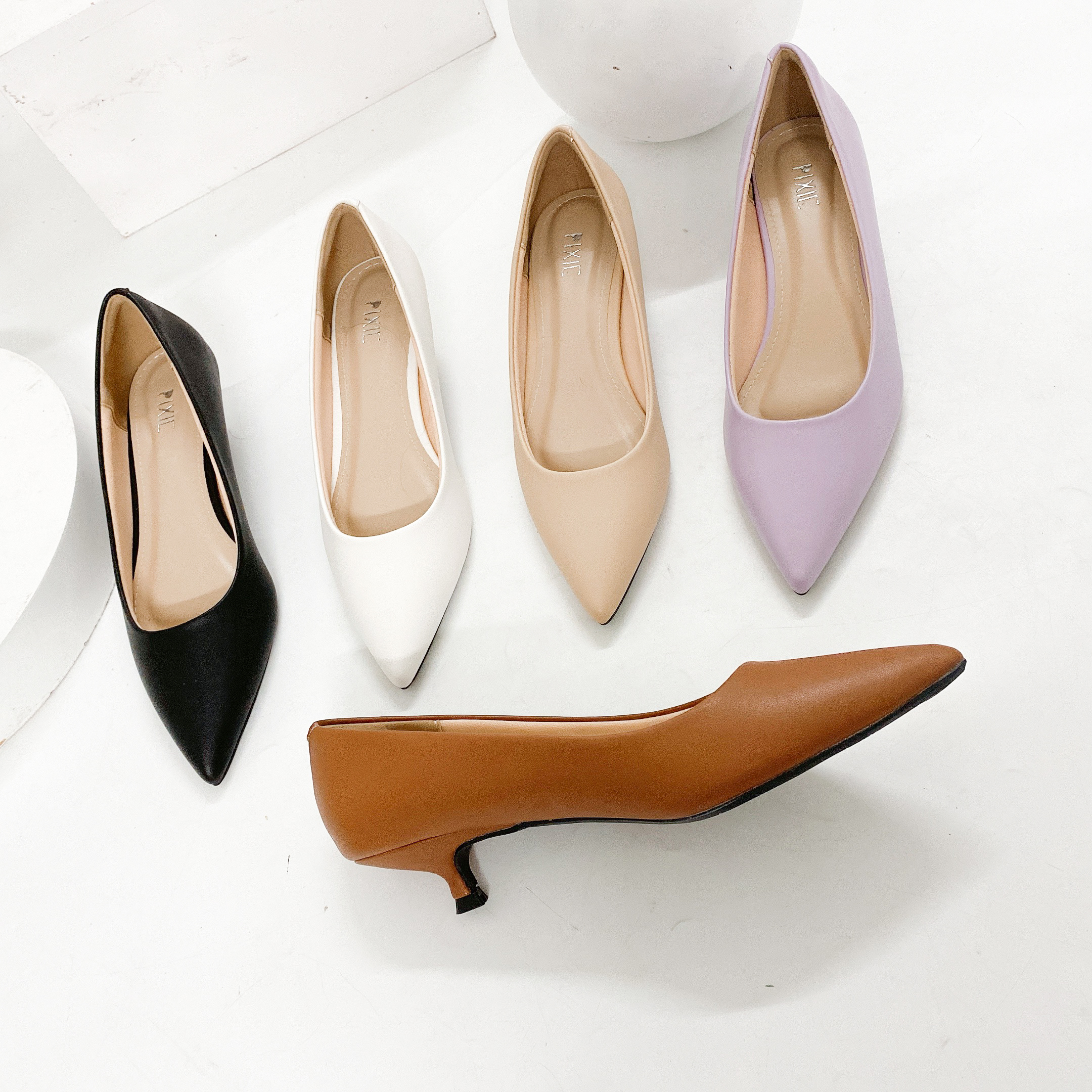 3cm High Heels Pointed Toe Small Heel Basic Pixie X544