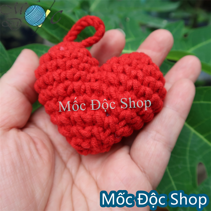 Móc khóa len handmade trái tim