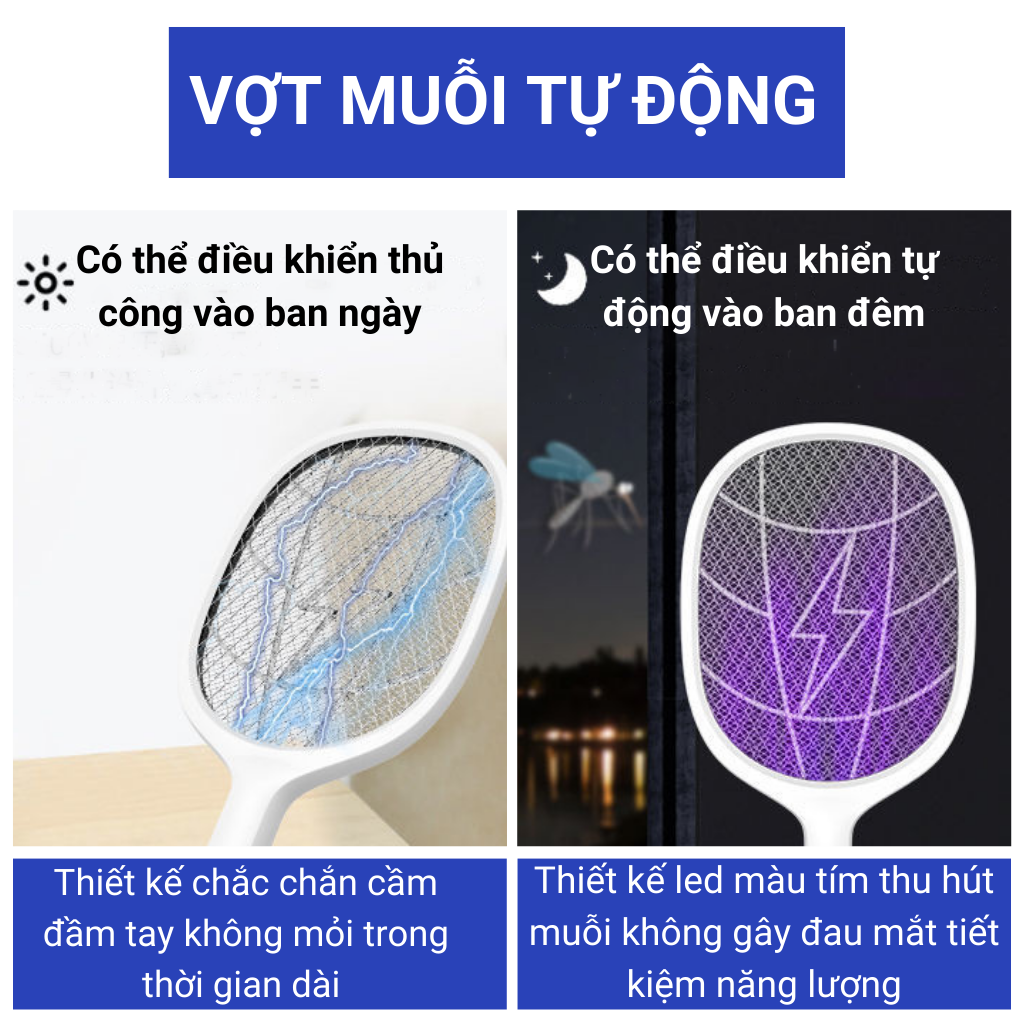 Vợt muỗi tự động kiêm đèn bắt muỗi WEIDASI WD-958,959 pin sạc tích điện 1200mah, vợt bắt muỗi thông minh cao cấp để bàn bảo hành 12 tháng HÀNG CHÍNH HÃNG