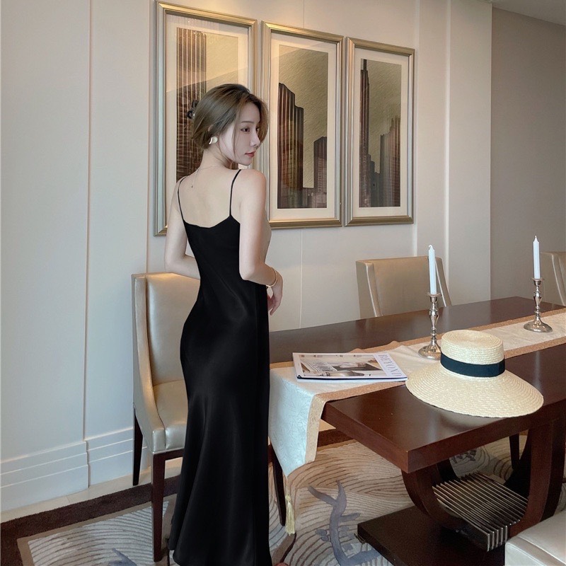 ĐẦM LỤA 2 DÂY SEXY DỰ TIỆC