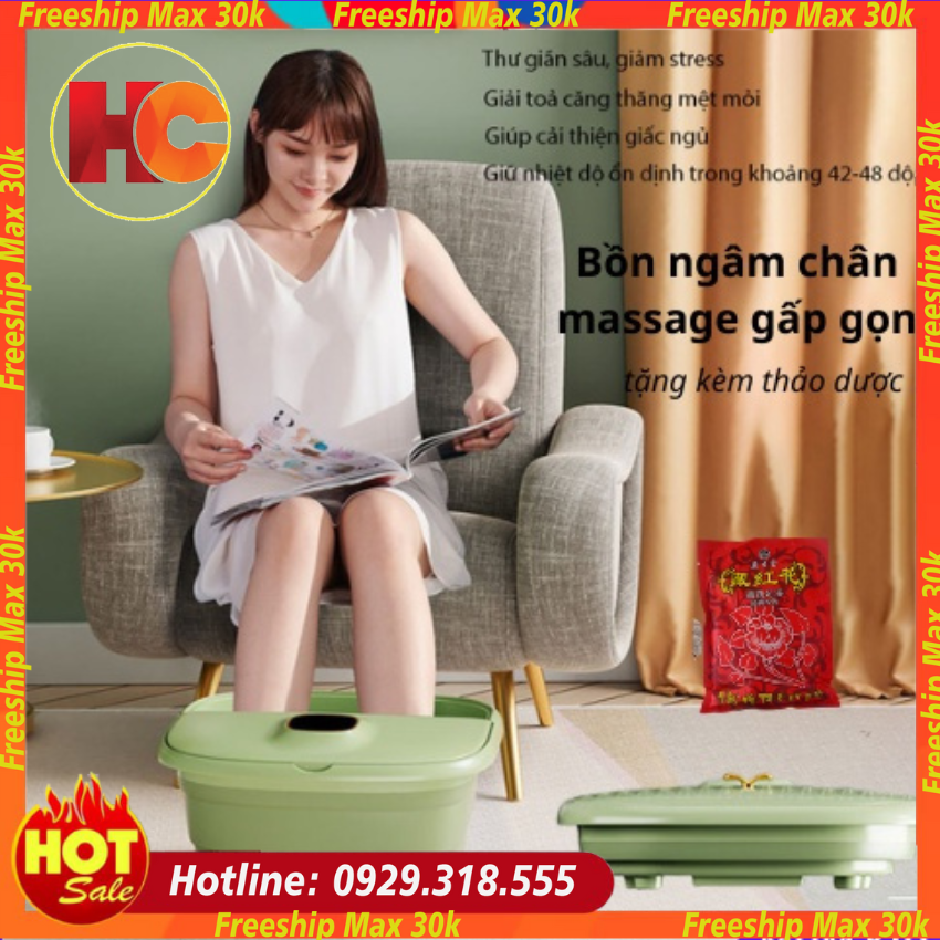 Chậu ngâm chân massage hồng ngoại gấp gọn cao cấp - Bồn ngâm chân massage thảo dược, máy massage chân gấp gọn, dụng cụ ngâm chân massage hồng ngoại sục khí lưu thông khí huyết cao cấp 500w