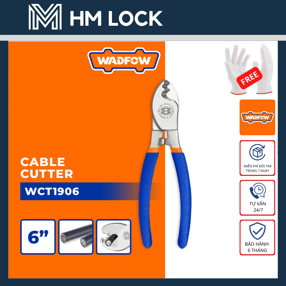 Kềm cắt cáp 6, 8 inch wadfow - wct1906 - hm lock
