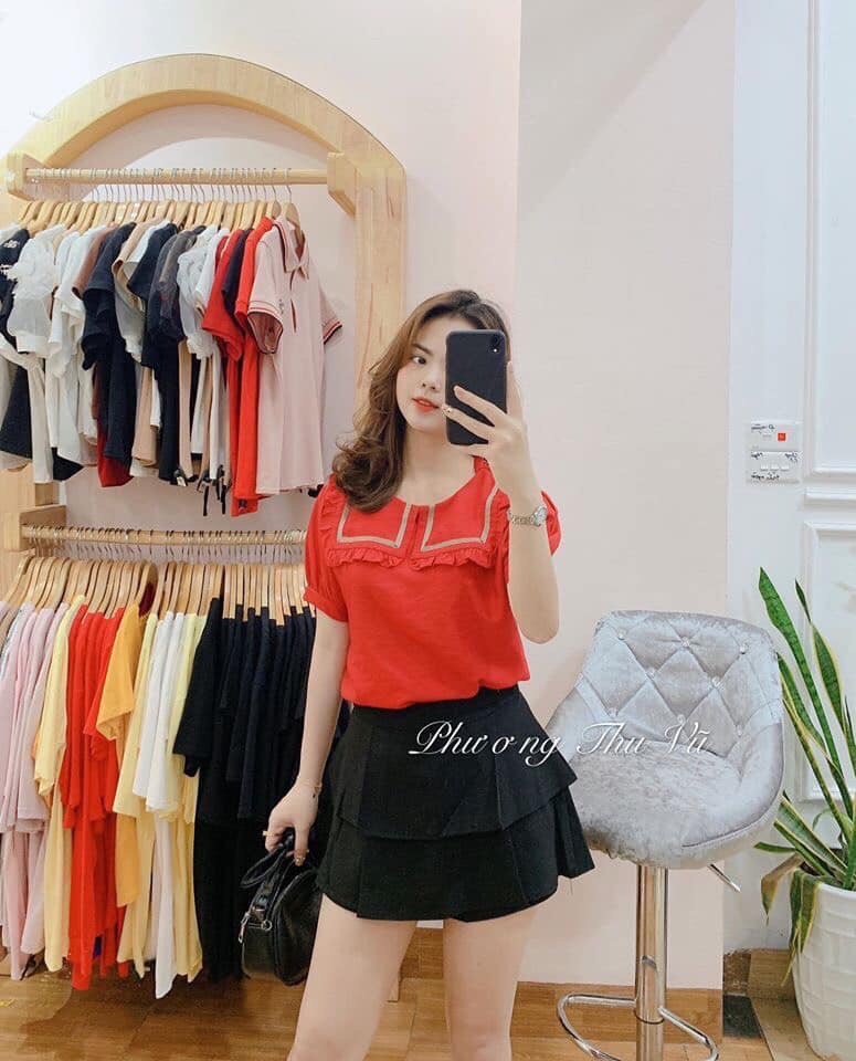 Áo sơ mi kiểu nữ hàn quốc áo kiểu nữ đẹp cao cấp ngắn tay Nhật Linh  -  A127