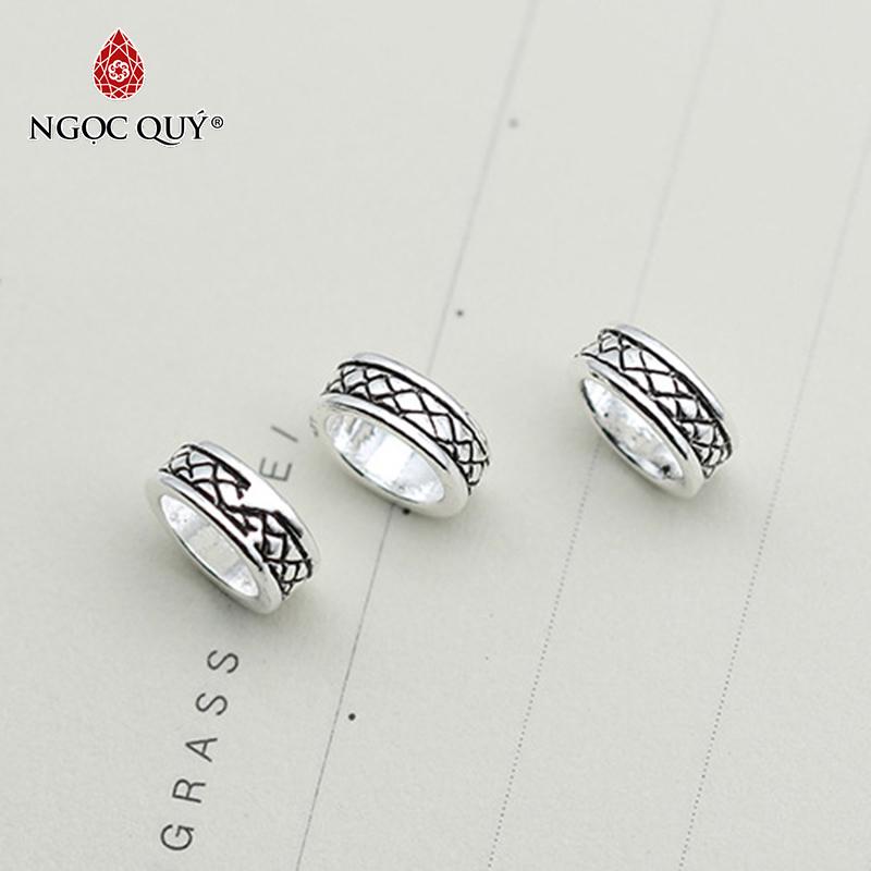 Charm bạc chặn hạt họa tiết hoa văn 3.1x7.5mm - Ngọc Qúy Gemstones
