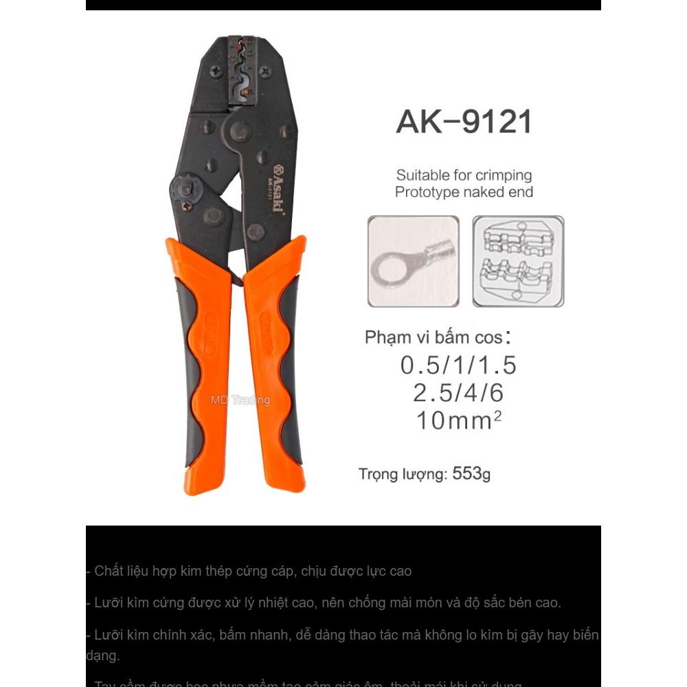 Kiềm bấm cos ghim Asaki AK-9121 C2-6mm2