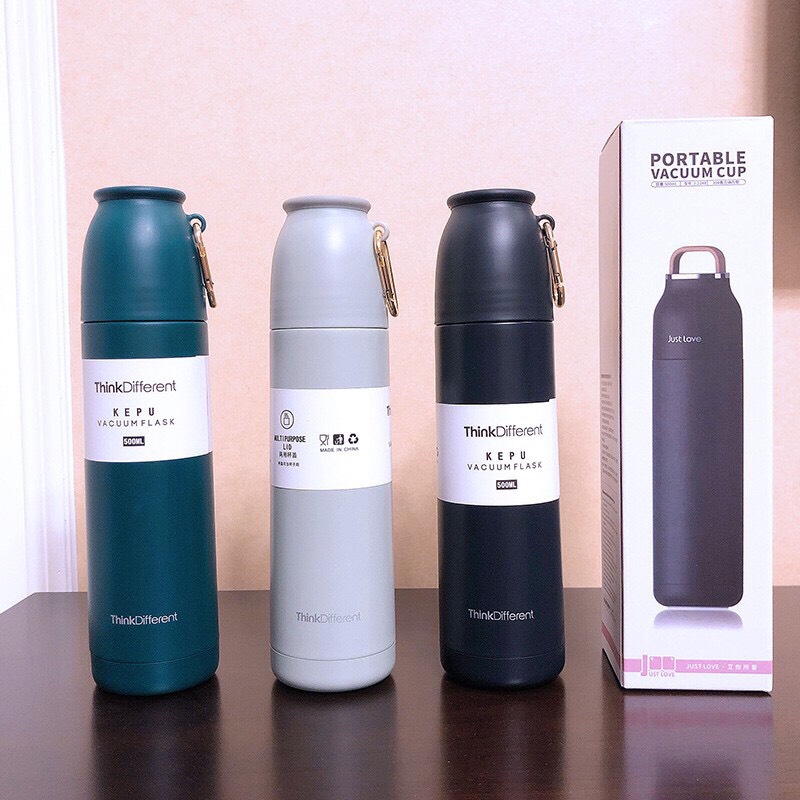 [Có sẵn] Bình Giữ Nhiệt Có Nút Bấm Mở Khoá Nước Think Different- 500ml