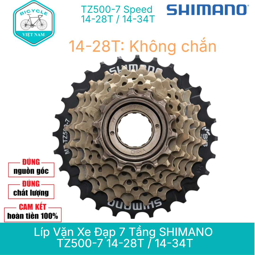 Líp vặn xe đạp 7 tầng shimano tz500-7 14-28t 14-34t