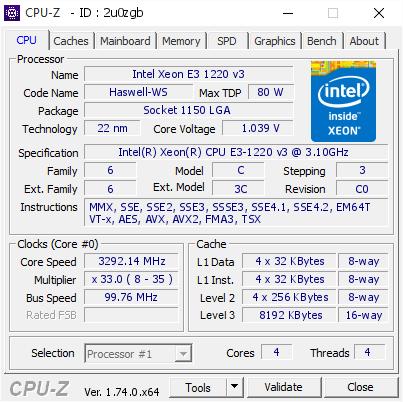 Bộ vi xử lý Intel CPU Xeon E3 1220 V3 (4 lõi - 4 Luồng)