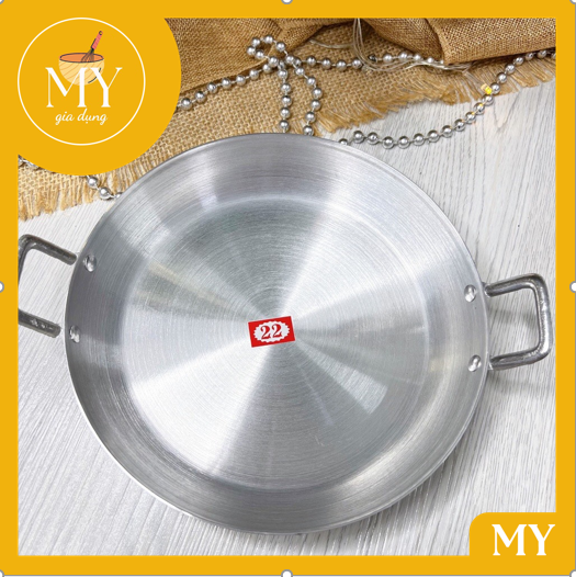 Chảo nhôm đáy bằng cao cấp size từ 16cm - 22cm chảo có tay cầm