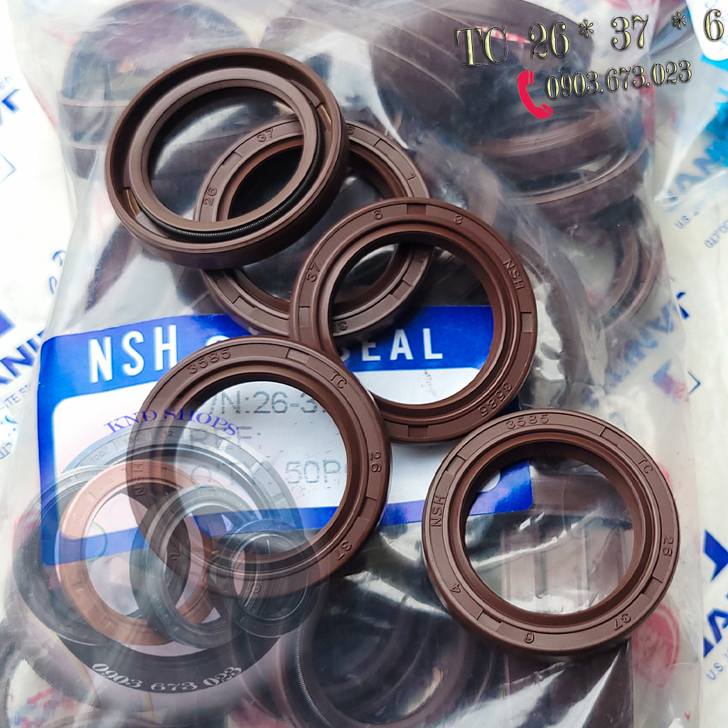 Phớt cao su chặn dầu NSH TC ( đỏ) & OEM TC 26*37*6, Phớt chặn nhớt trục bơm piston, cánh gạt và phụ tùng xe máy | KND Shops