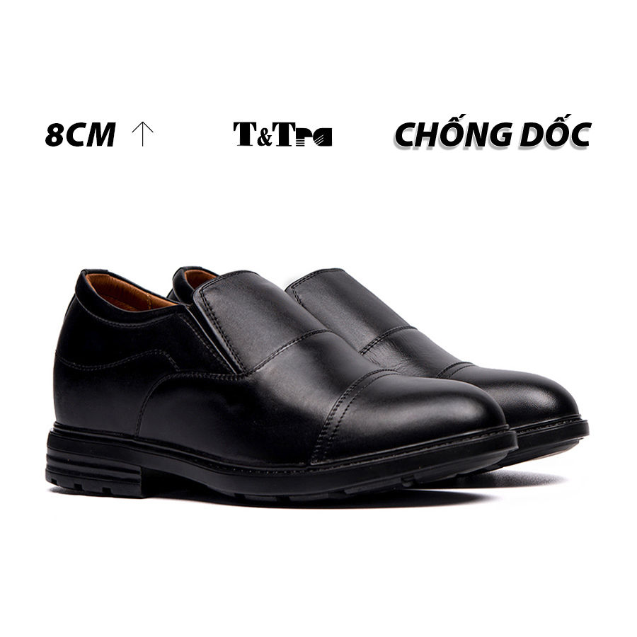 [ 8CM ] Giày Độn Nam T&TRA T76 Đen