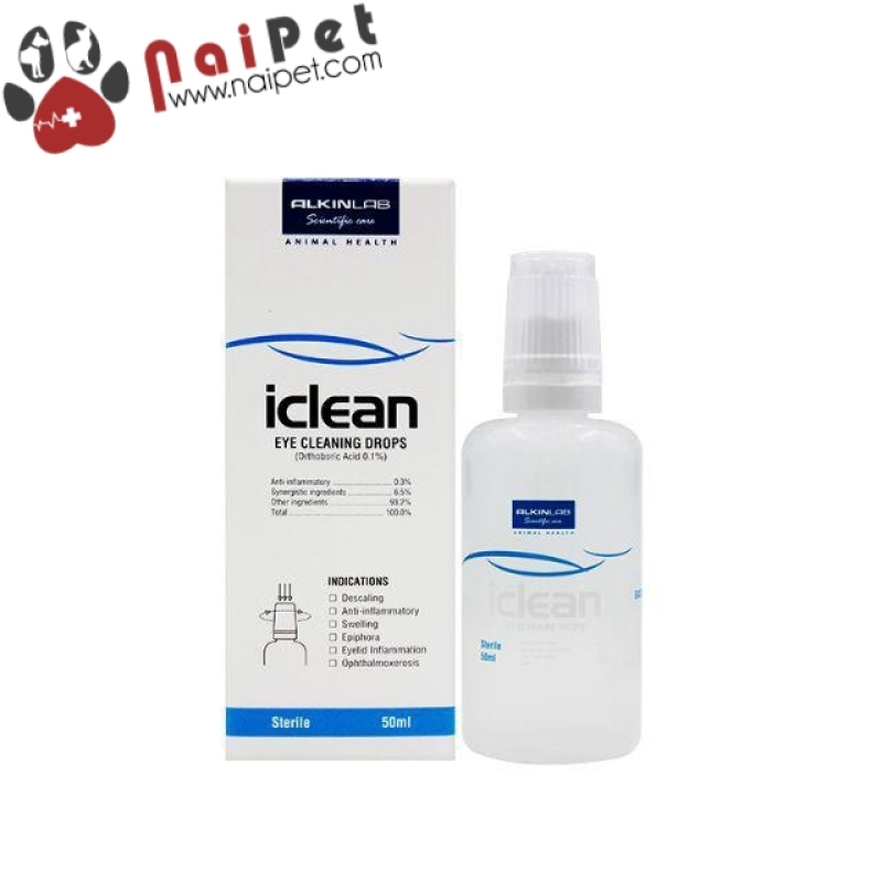Dung Dịch Nhỏ Mắt Cho Chó Mèo Iclean Alkin Lọ 50ml