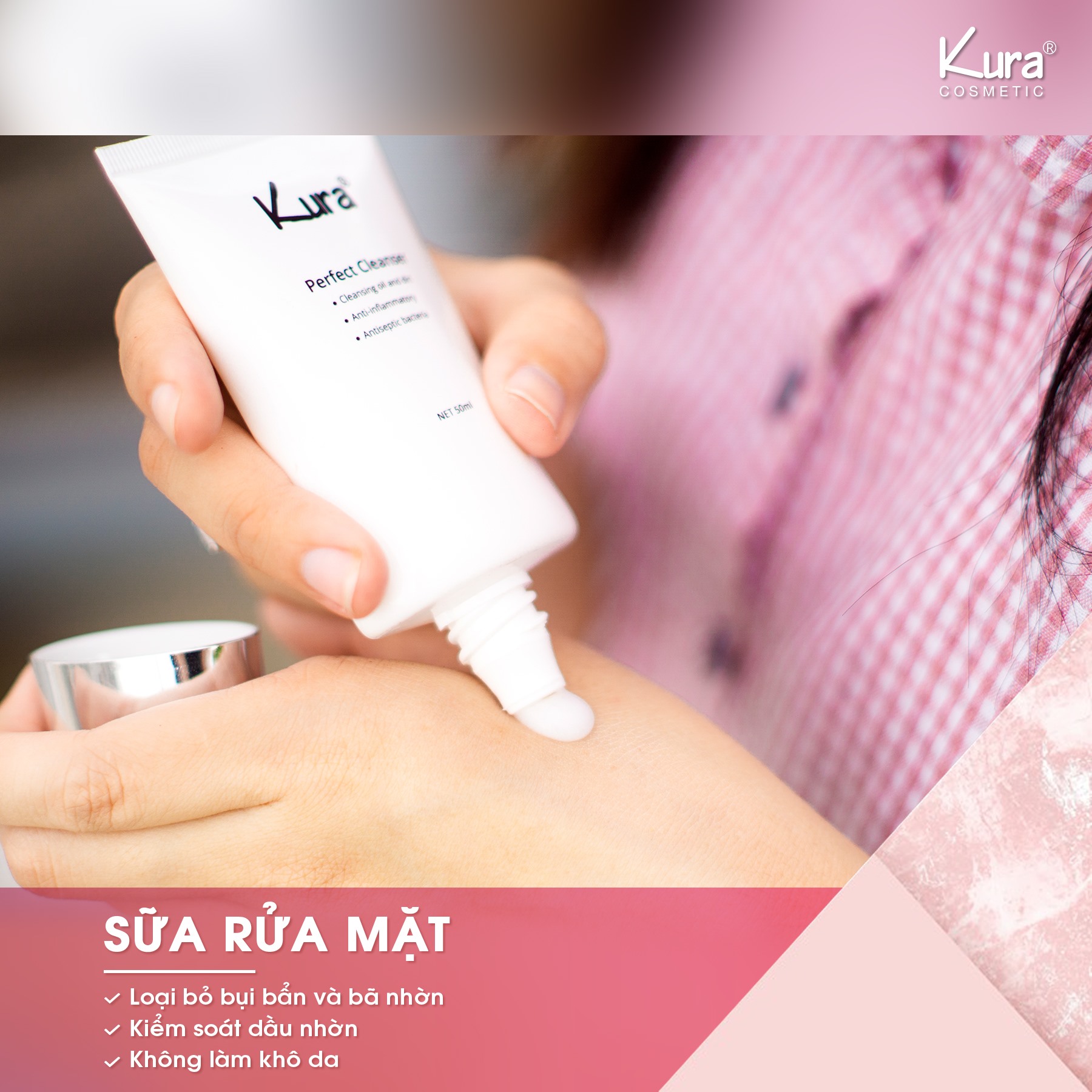 [HCM]sữa rửa mặt sạch mụn Kura 50ml