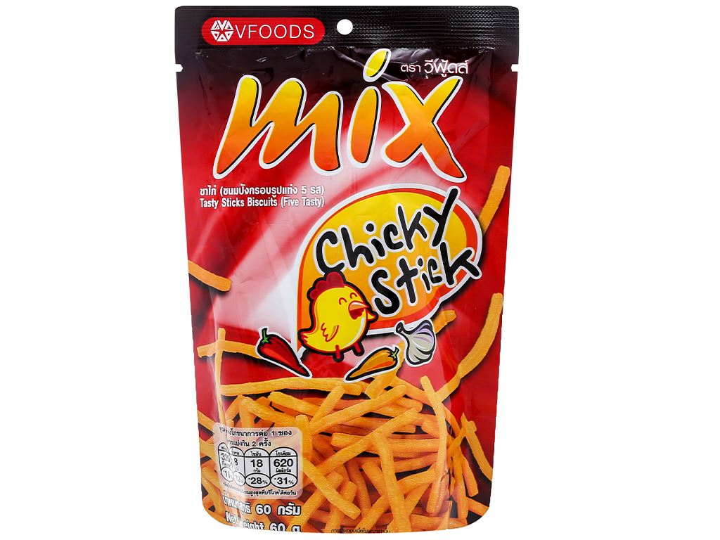 Bánh que cọng mix thái lan vị gà tỏi cay chicky sticks