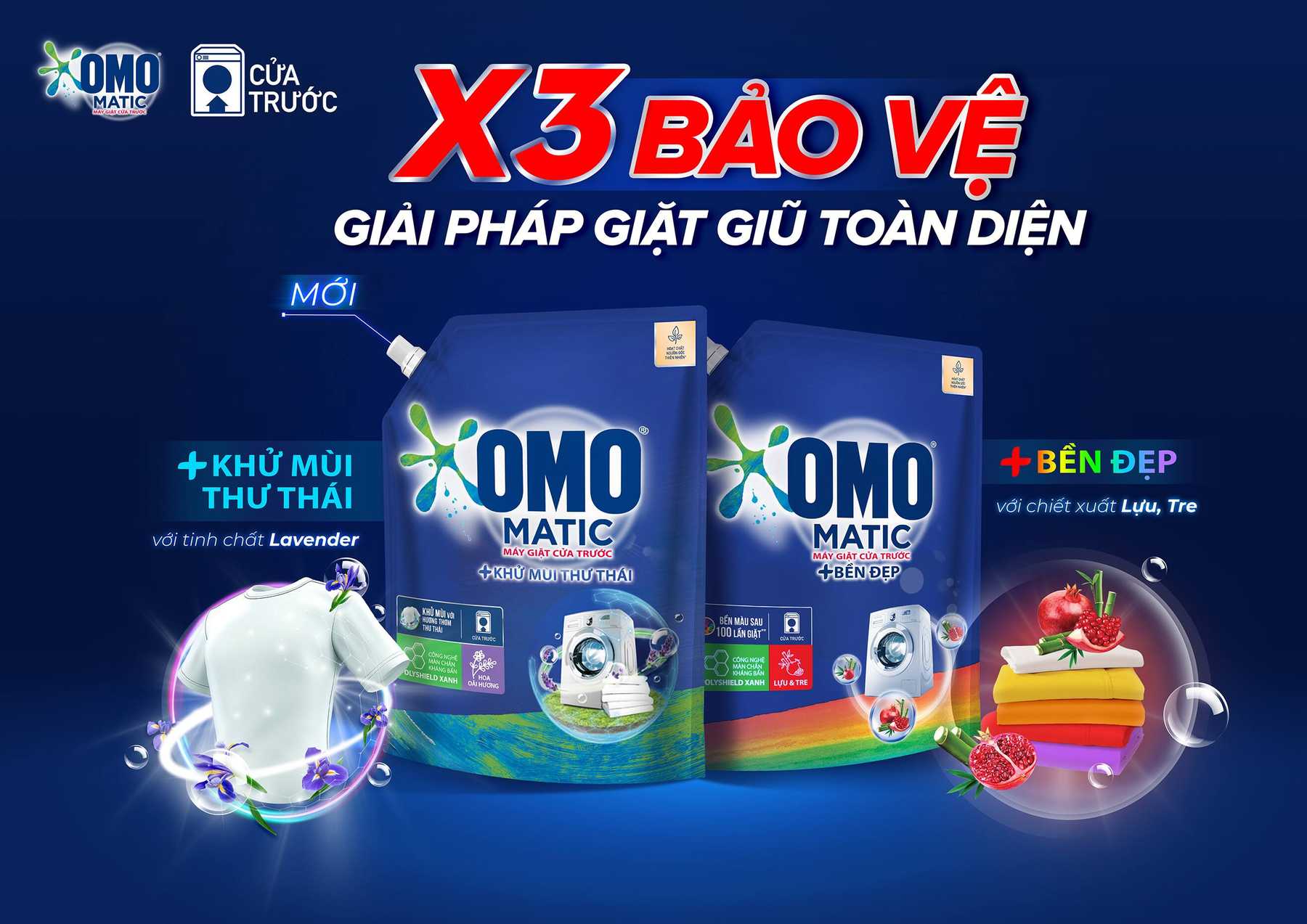 Combo 2 Túi Nước Giặt OMO Matic  2kg/2.2kg