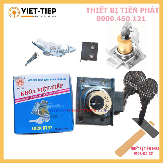 Ổ Khóa Cửa Tủ VIỆT TIỆP KT97 Đồng Thau Loại Lớn Cao Cấp (Chính Hãng)