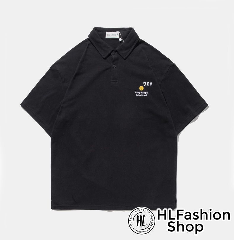 Áo polo thun cổ trụ thêu 55# Keep Happy áo thun size có cổ HLFashion