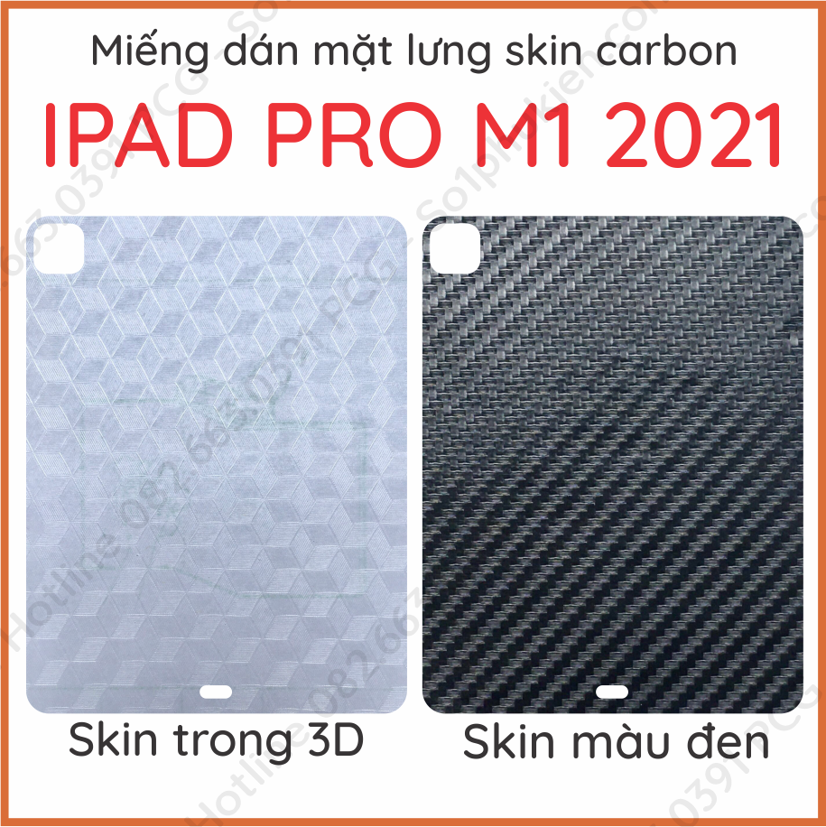 Miếng dán mặt lưng skin carbon Ipad Pro M1 2021