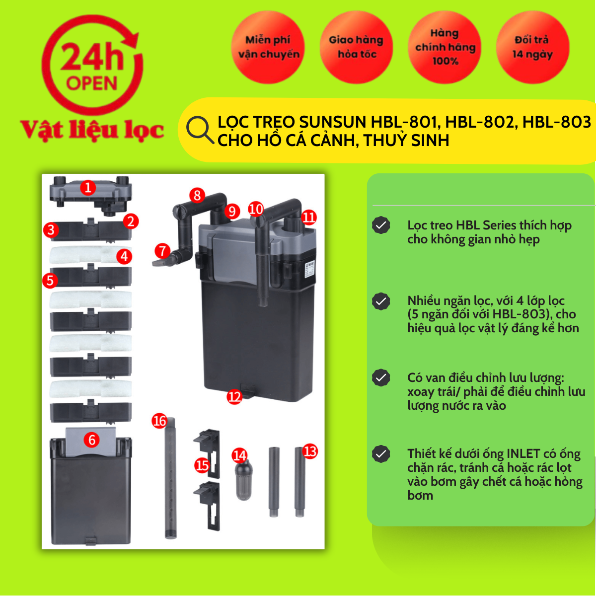 Lọc Thác Treo Sunsun Hbl -802-803