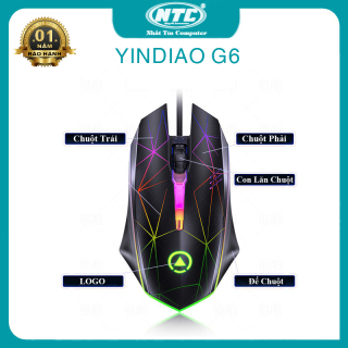 Chuột gaming Yindiao G6 led đa màu sọc cực đẹp (đen) Nhất Tín Computer thumbnail