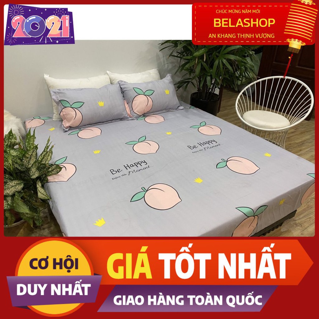 Bộ ga gối 3 món giường 1mx1m9 và 1m2x1m9 mẫu đào tím