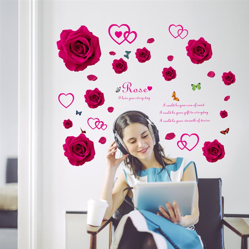 DECAL DÁN TƯỜNG HOA HỒNG ĐỎ ROSE