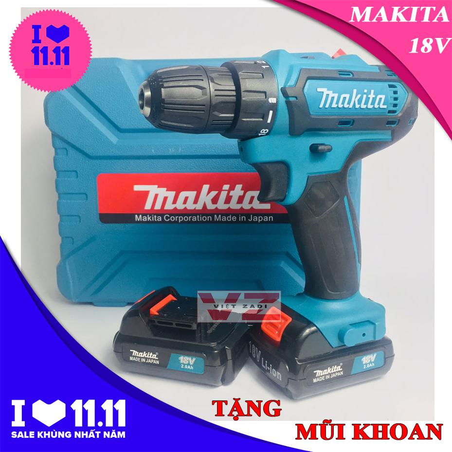 Máy Khoan Cầm Tay Makita 18V, Máy khoan Pin bắt vít Tặng Mũi Khoan