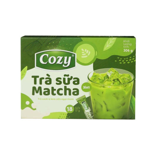 Trà Sữa Matcha Cozy 3 in 1 -  Hộp 306g (18 gói x 17g)