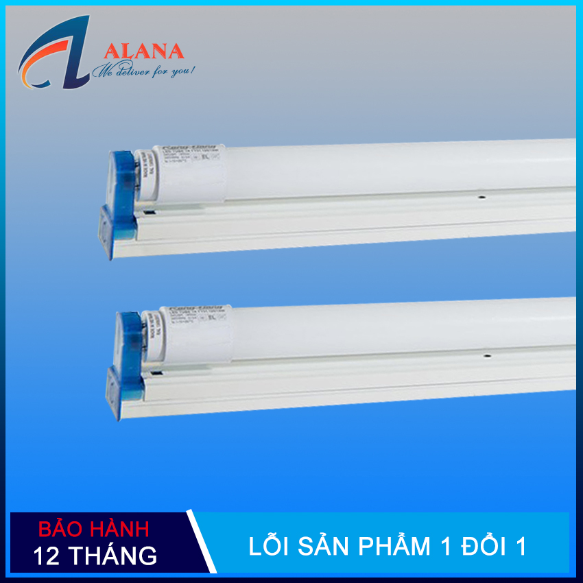 Bộ 2 Bóng đèn led Tuýp thủy tinh 22W 1,2m+ 2 Máng đèn led tuýp 1.2m