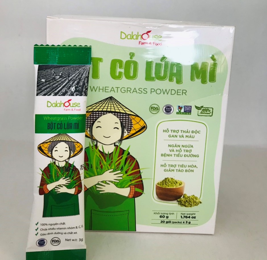 Bột cỏ lúa mì hữu cơ Dalahouse (Hộp 20 gói x3gr)