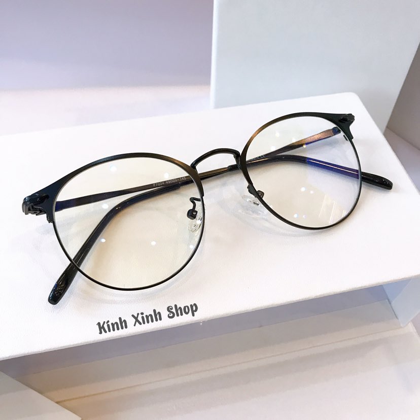 Kính gọng vintage Kim loại Hàn Quốc mắt tròn