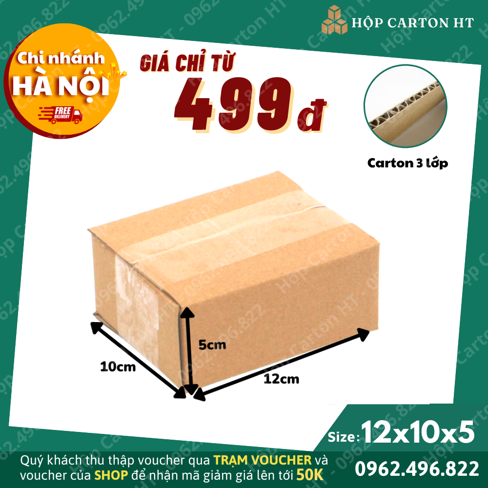 12x10x5 Combo 100 hộp carton đóng hàng đựng phụ kiện, bưu phẩm giá gốc tận xưởng