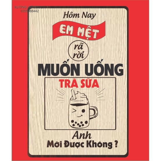 Sét 3 Tranh Trang Trí Quán Trà Sữa, Coffee Bằng Gỗ