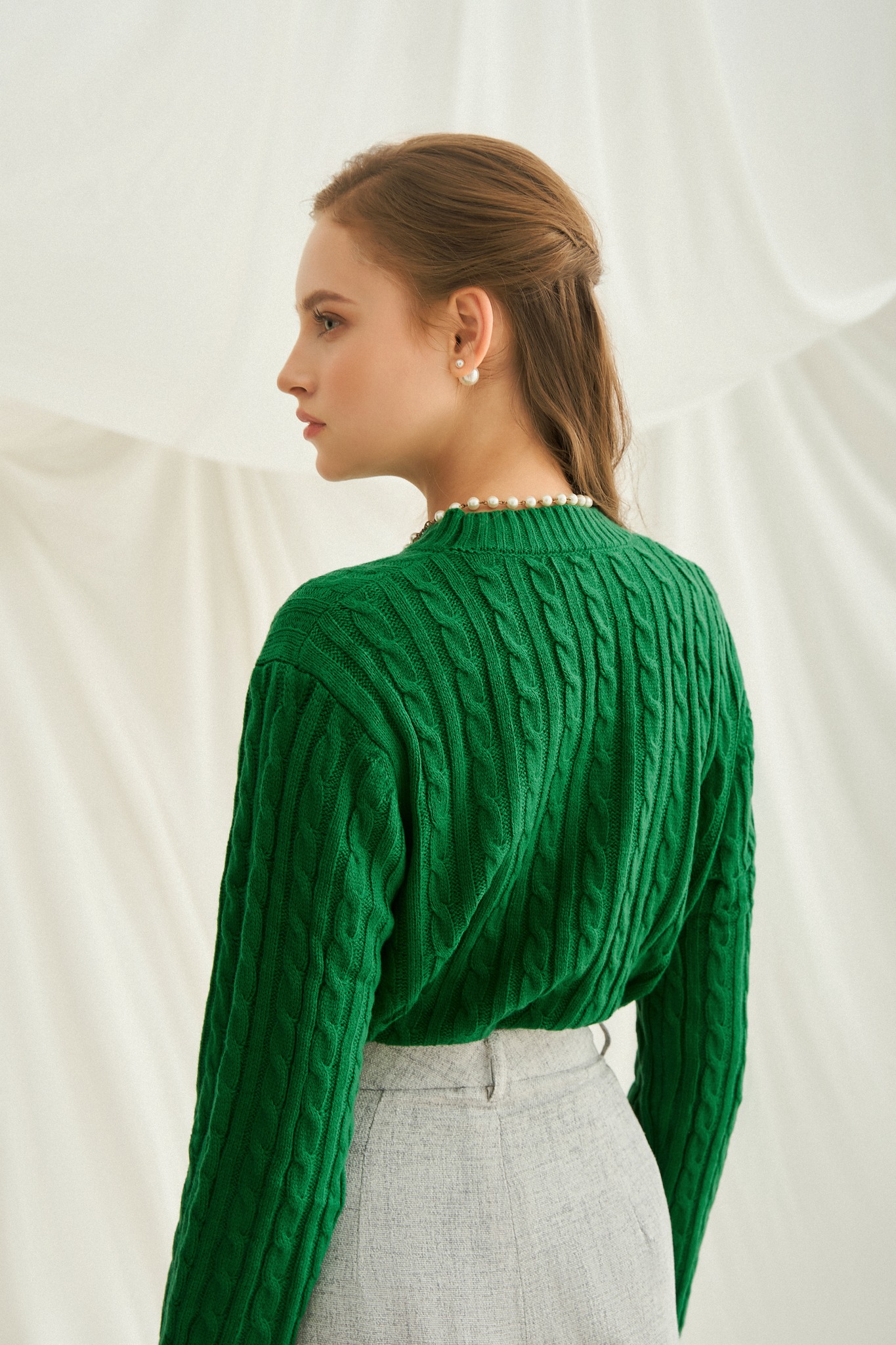 MAVEN - Áo len xanh cổ tròn Cozey Top