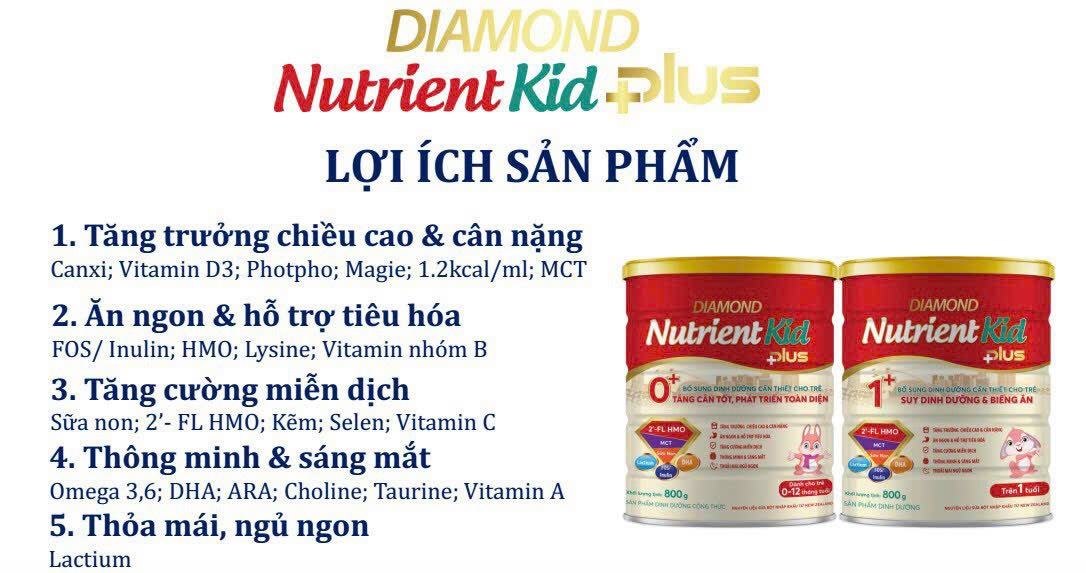 Sữa bột Diamond Nutrient Kid Plus 0+ cho bé 0-12 tháng