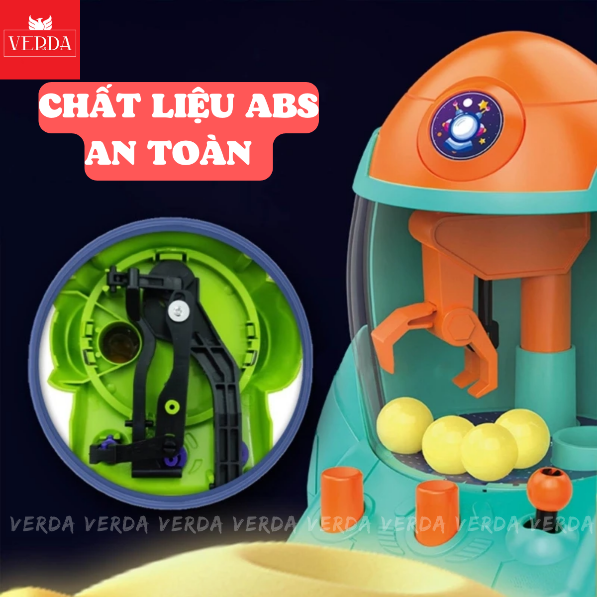 Máy gắp bóng mini, đồ chơi bộ gấp rocket tên lửa bi kẹo trẻ em cho bé VERDA