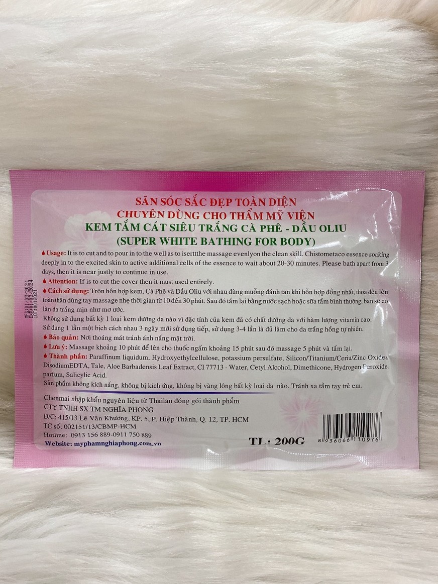 [HCM]KEM TẮM TRẮNG CÀ PHÊ - DẦU OLIU CHENMAI