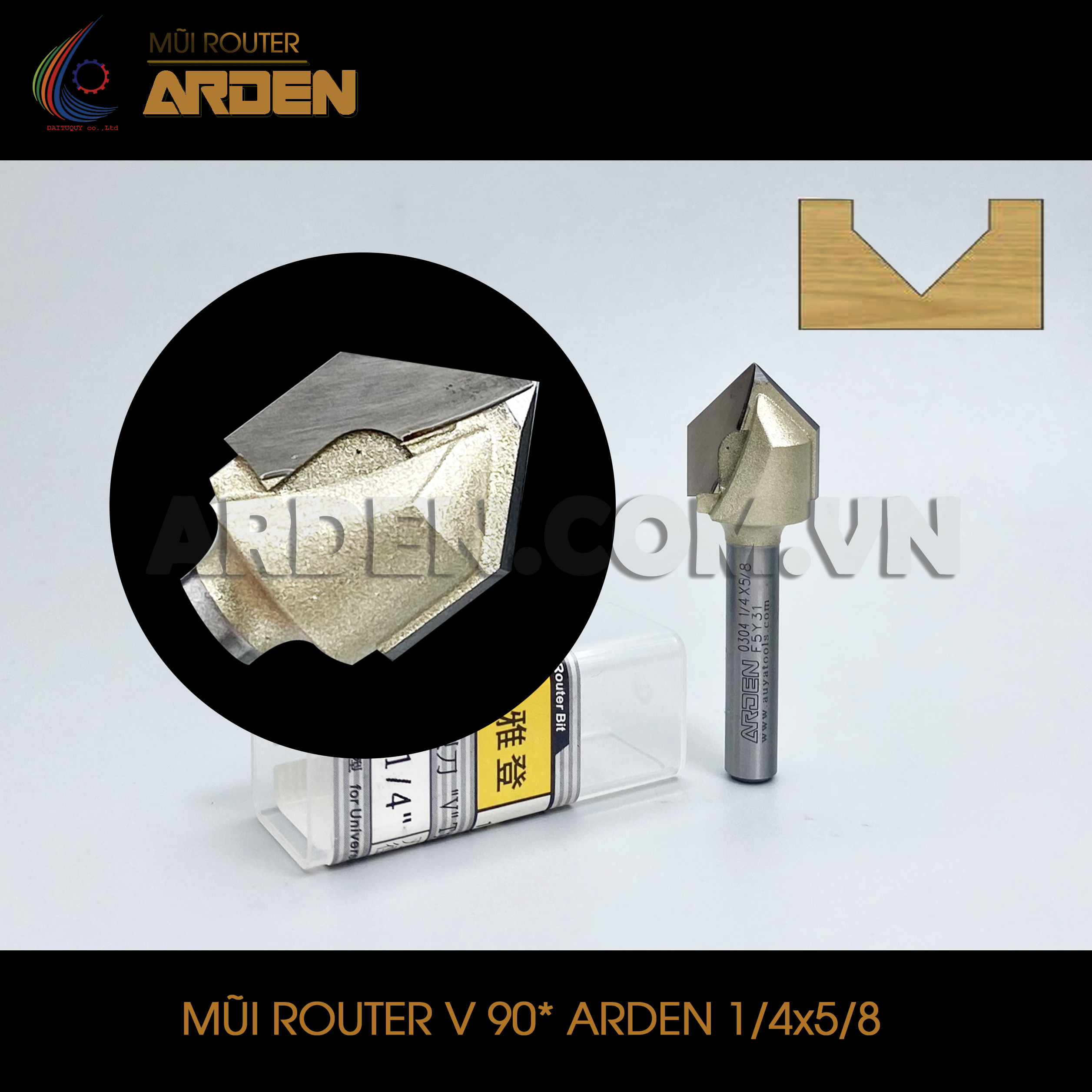 Mũi router v 90 độ 6.35×15.9 mm