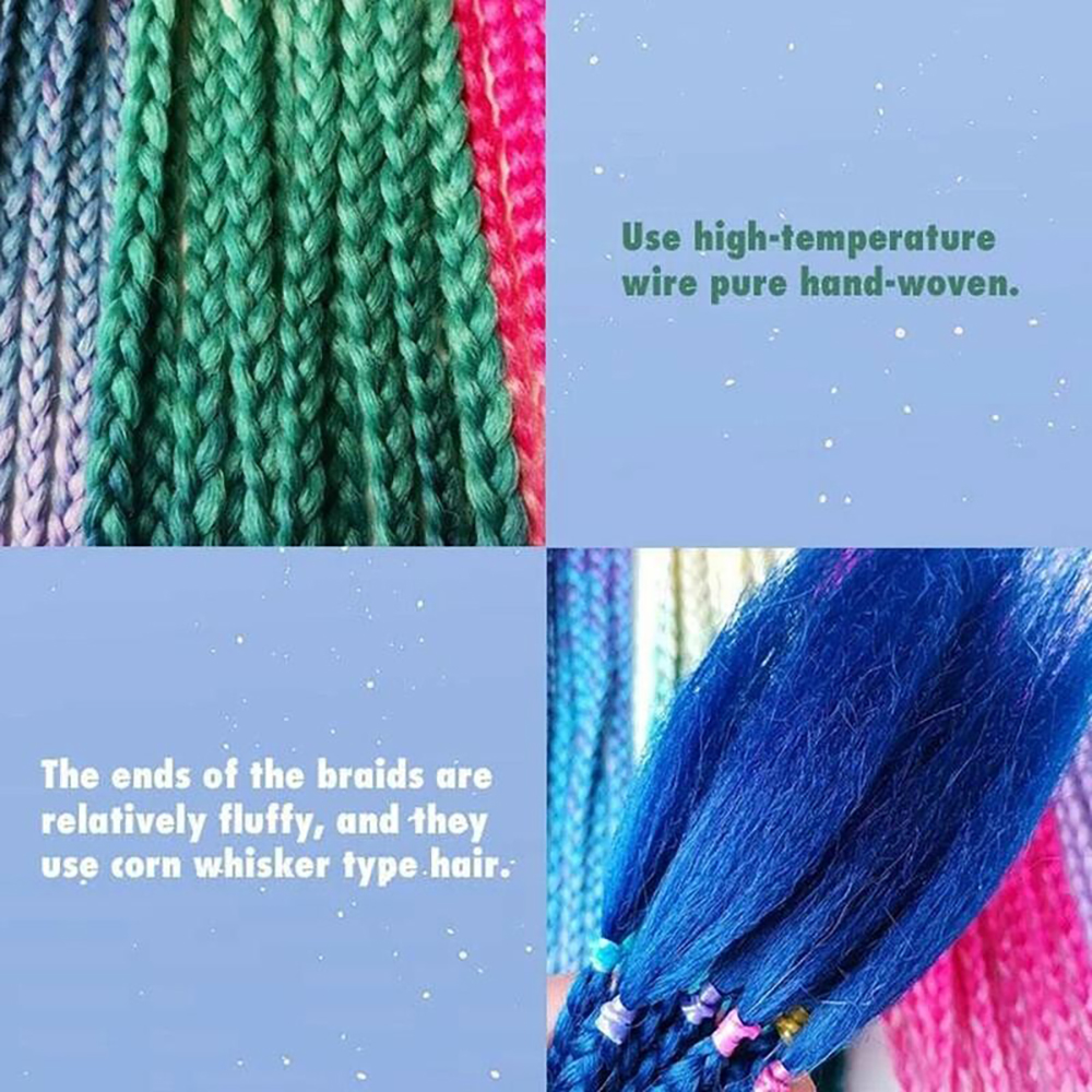 HUAII Thời trang Gradient màu tóc Mũ nón màu Twist Headdress Tóc giả bẩn Mở rộng tóc giả Phụ kiện trang sức tóc Tóc đuôi ngựa bện