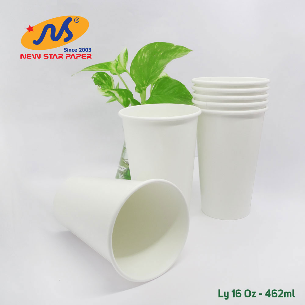 Ly giấy 16oz~472ml - Lốc 50 ly giấy trơn
