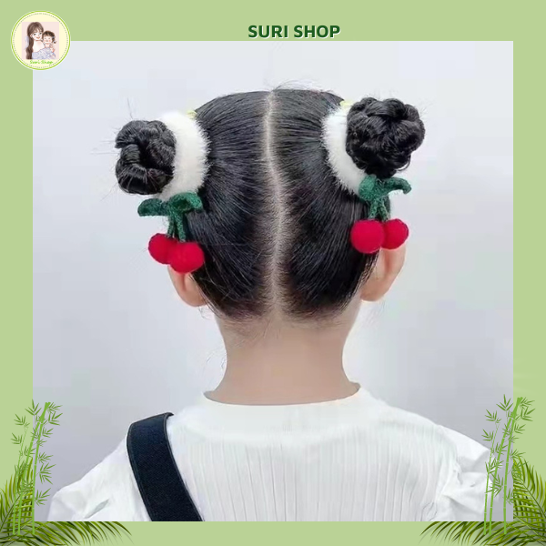 A, Dây Cột Tóc Cho Bé Chùm Cherry Xinh Xắn,  cột tóc cherry, cột tóc cherry đẹp