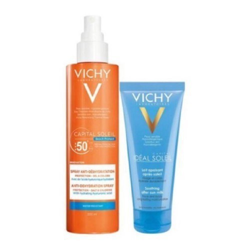 Sét xịt chống nắng Vichy Ideal Soleil SPF 50 kèm kem nhả nắng 100ml