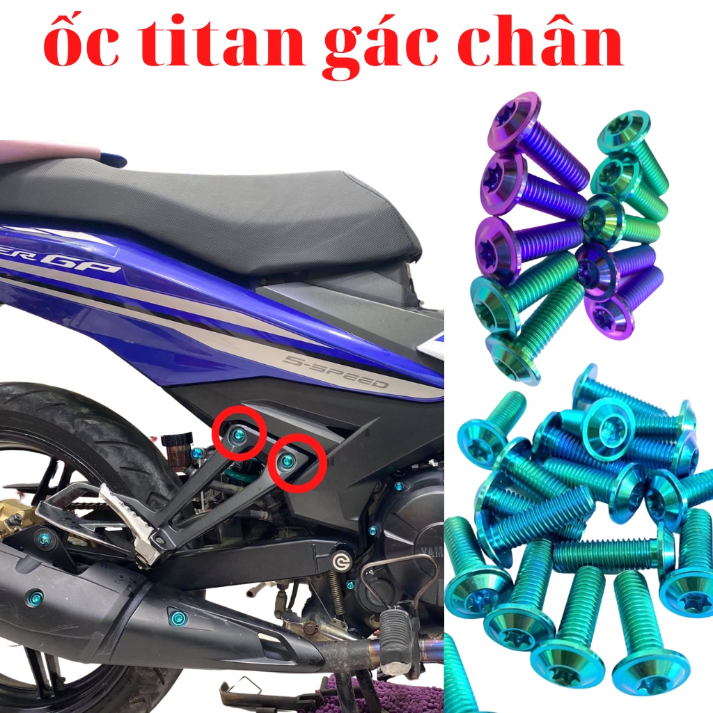 Ốc titan gr5 gắn gác chân xe exciter 135 150 155 không phai màu siêu đẹp