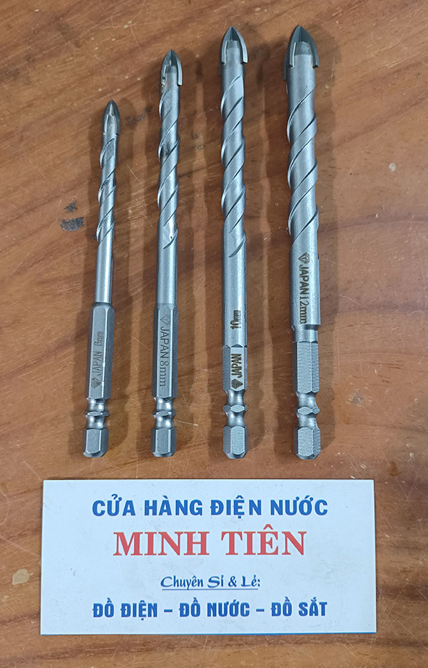 Mũi khoan đa năng 4 cạnh, mũi khoan hỏa tiễn đa năng 4 cạnh kinaka 6, 8, 10, 12 ly