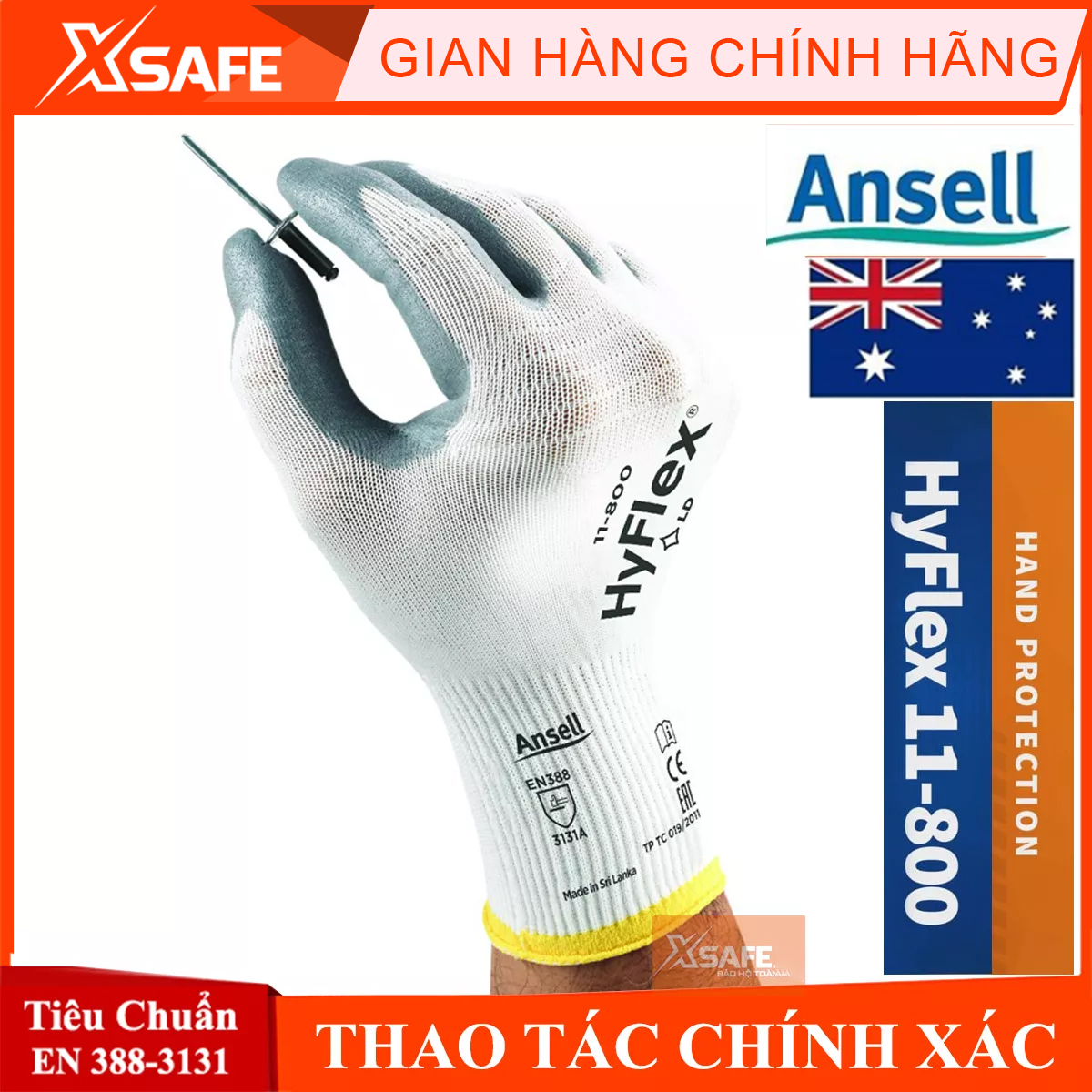 Multi-purpose gloves Ansell Hyflex 11-800 anti-oil viscosity, tight-fitting sleeveless, high craftsmanship, gloves labor protection mechanical, technical-product genuine xsafe