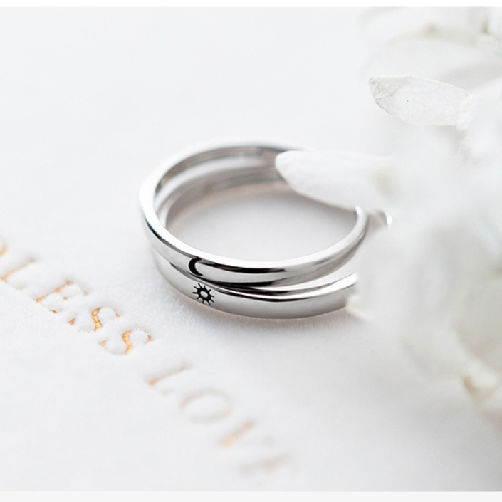 Nhẫn Đôi Bạc S925 Nam Nữ, Nhẫn Đôi Bạc Thật Mặt Trăng Và Mặt Trời Ý Nghĩa - ND2516 - Bảo Ngọc Jewelry