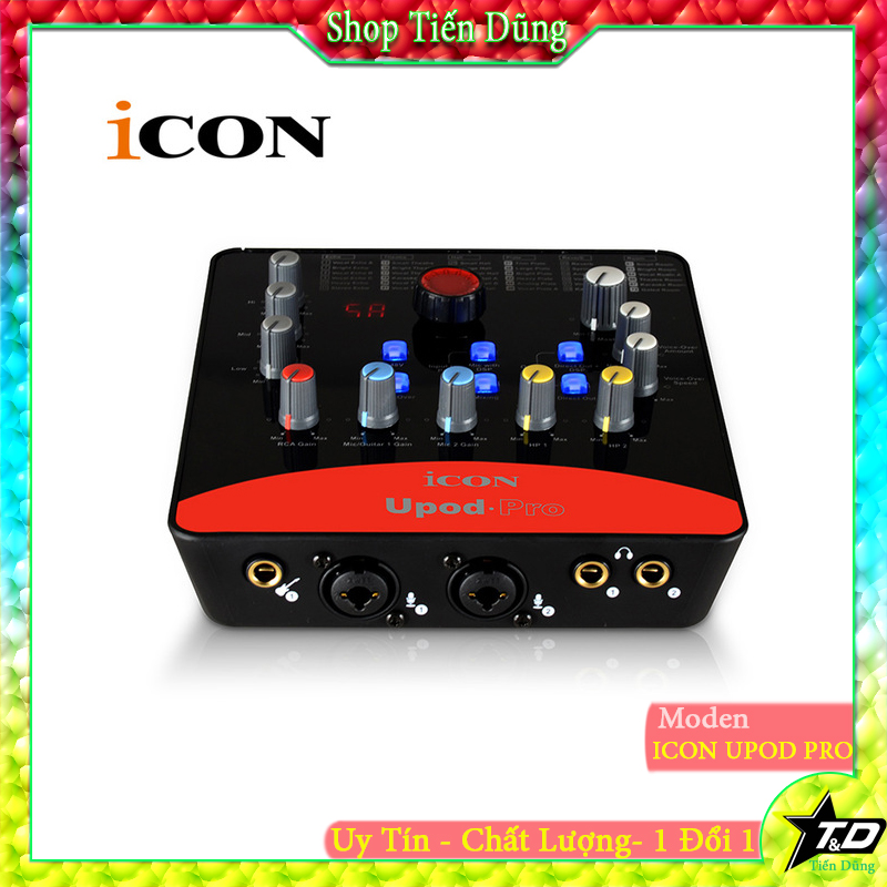 Bộ lọc âm thanh Sound card  icon upod pro hỗ trợ tốt các mic thu âm dòng 5v và 48V - Sound card icon pro có 72 hiệu ứng kết nối với máy tính hoặc điện thoại để hát livestream hoặc karaoke