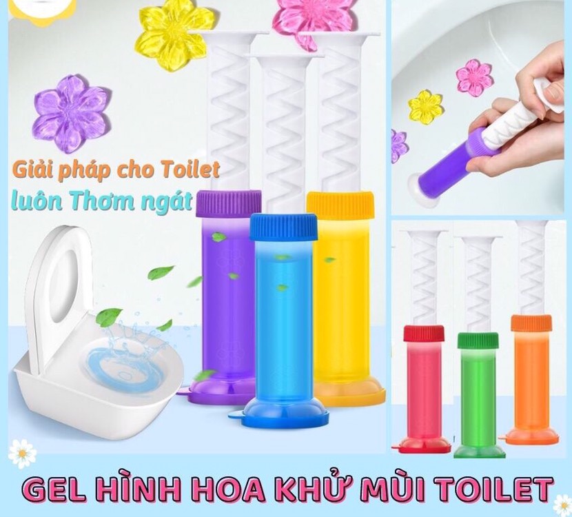 GEL KHỬ MÙI DIỆT KHUẨN HƯƠNG HOA CHO BỒN CẦU NHÀ VỆ SINH - GEL KHỬ MÙI TOILET HÌNH HOA CỰC XINH - HƯƠNG THƠM DỄ CHỊU - DIỆT KHUẨN TOILET TIỆN DỤNG THÔNG MINH