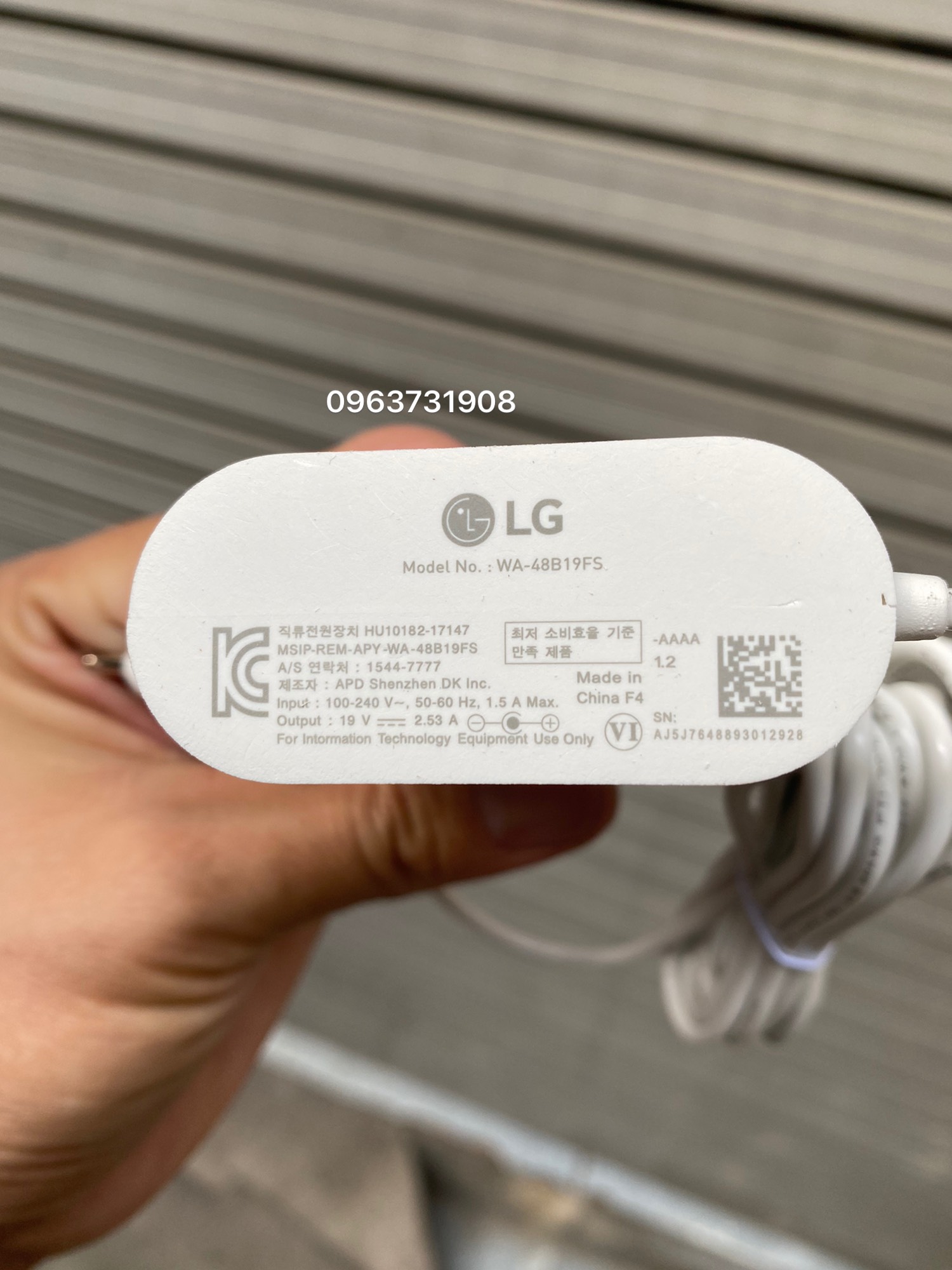 Sạc laptop LG Model No:WA-48B19FS 19V 2.53A